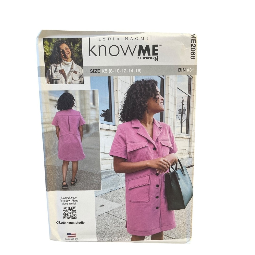 KnowMe Shirtdress Sewing Pattern Misses 8-16‎ Pink ME2068 Lydia Naomi Uncut